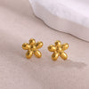 Wholesale Geometric Heartshaped Oil Dripping Bow Electroplated Stainless Steel And Gold Earrings For Unisex