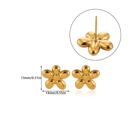 Wholesale Geometric Heartshaped Oil Dripping Bow Electroplated Stainless Steel And Gold Earrings For Unisex