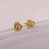 Wholesale Geometric Heartshaped Oil Dripping Bow Electroplated Stainless Steel And Gold Earrings For Unisex