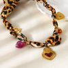 Wholesale Geometric Heartshaped Stainless Steel Leopard Print Pendant Necklace For Women With Electroplating