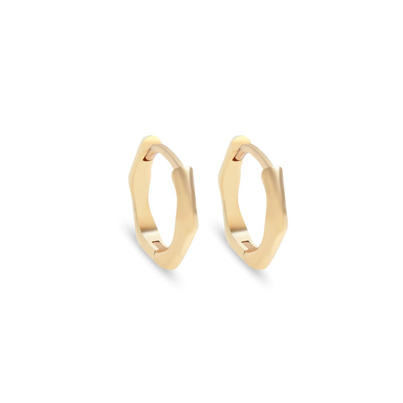 Wholesale Geometric Hexagonal Glossy Copper 18K Gold Plated Earrings Unisex Simple Jewelry