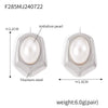 Wholesale Geometric Hexagonal Inlaid Oval Imitation Pearl Earrings 316L Stainless Steel 18K Gold Plated For Women