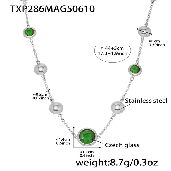 Wholesale Geometric Hollow Circle Splicing Ferris Wheel Design Stainless Steel And Glass Stone Necklace For Women With Electroplating