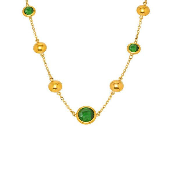 Wholesale Geometric Hollow Circle Splicing Ferris Wheel Design Stainless Steel And Glass Stone Necklace For Women With Electroplating