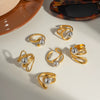Wholesale Geometric Hollow Design Stainless Steel Bead Ring With Pvd Furnace Vacuum Real Gold Plating Light Luxury And Delicate Jewelry For Unisex