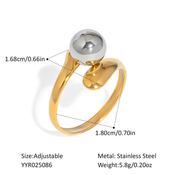 Wholesale Geometric Hollow Design Stainless Steel Bead Ring With Pvd Furnace Vacuum Real Gold Plating Light Luxury And Delicate Jewelry For Unisex