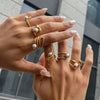 Wholesale Geometric Hollow Design Stainless Steel Bead Ring With Pvd Furnace Vacuum Real Gold Plating Light Luxury And Delicate Jewelry For Unisex