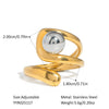 Wholesale Geometric Hollow Design Stainless Steel Bead Ring With Pvd Furnace Vacuum Real Gold Plating Light Luxury And Delicate Jewelry For Unisex