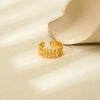 Wholesale Geometric Hollow Flower Shape Gold Electroplated Stainless Steel Open Ring Jewelry For Women