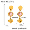 Wholesale Geometric Hollow Heart Tassel Earrings Inlaid With Glass Stone Stainless Steel Electroplated For Women