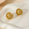 Wholesale Geometric Hollow Hemispherical Stainless Steel 18K Gold Plated Earrings For Women