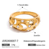 Wholesale Geometric Hollow Moon Star Crescent Ring Jewelry In Stainless Steel With 18K Gold Electroplating And White Diamond