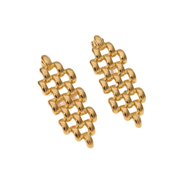 Wholesale Geometric Hollow Stainless Steel Earrings With Electroplating For Women Exaggerated And High Sense Non Fading