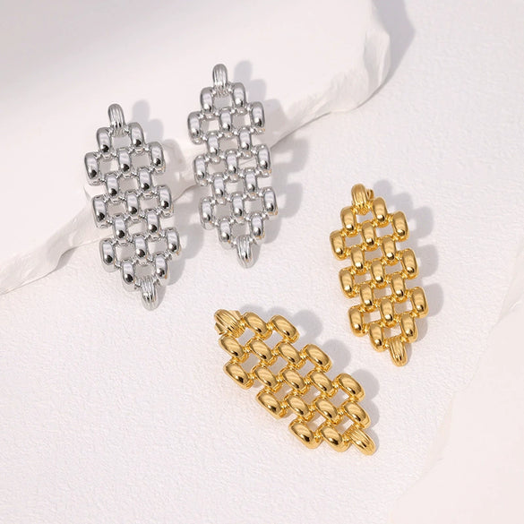 Wholesale Geometric Hollow Stainless Steel Earrings With Electroplating For Women Exaggerated And High Sense Non Fading