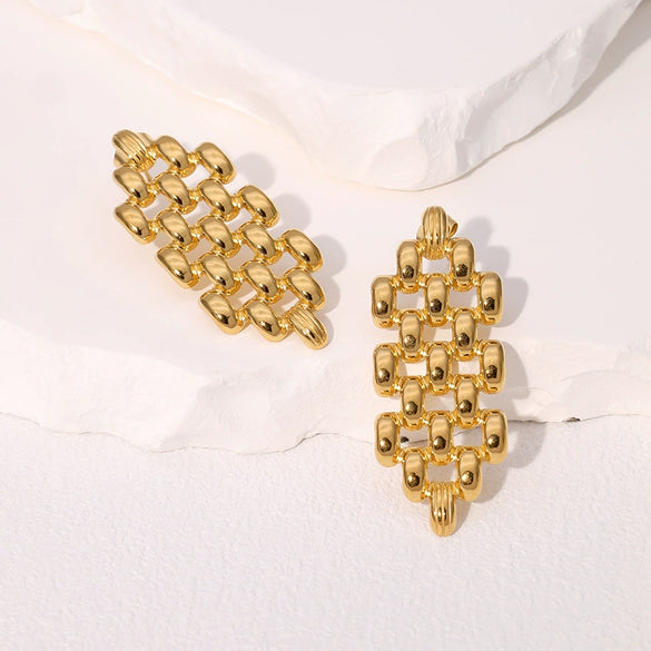 Wholesale Geometric Hollow Stainless Steel Earrings With Electroplating For Women Exaggerated And High Sense Non Fading