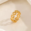 Wholesale Geometric Hollow Stainless Steel Ring For Women With Gold Plating
