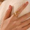 Wholesale Geometric Hollow Stainless Steel Ring For Women With Simple Gold Plating