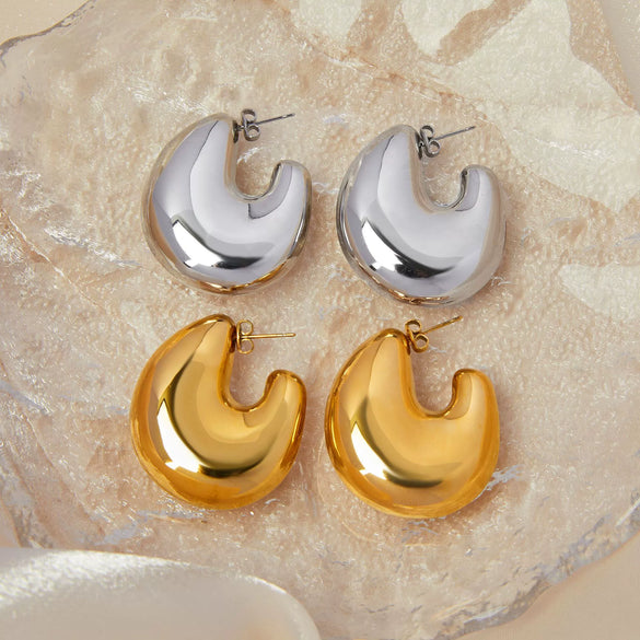 Wholesale Geometric Hollow Ushaped Goldplated Titanium Steel Earrings For Women