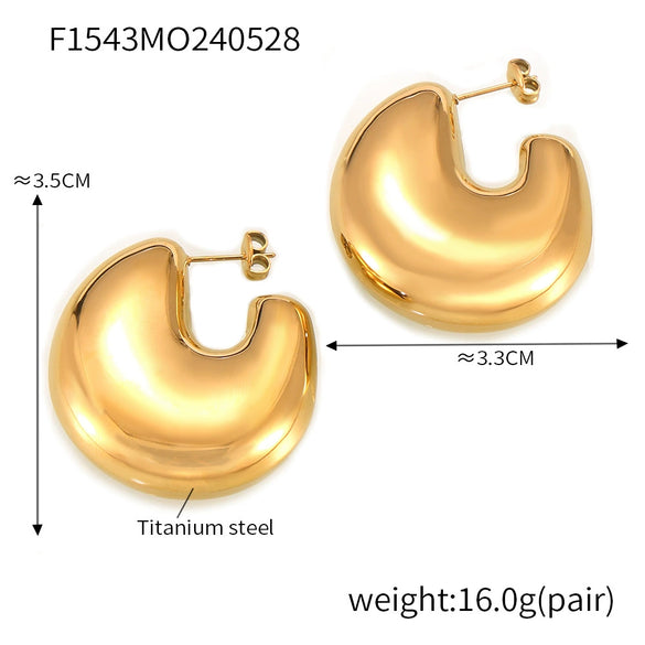Wholesale Geometric Hollow Ushaped Goldplated Titanium Steel Earrings For Women