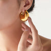Wholesale Geometric Hollow Ushaped Goldplated Titanium Steel Earrings For Women