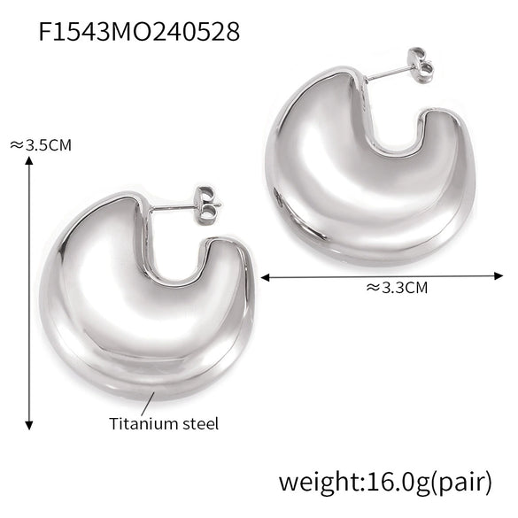 Wholesale Geometric Hollow Ushaped Goldplated Titanium Steel Earrings For Women
