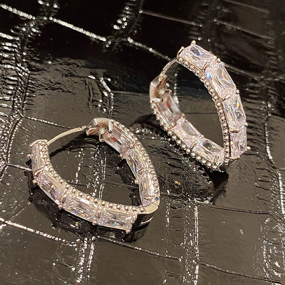 Wholesale Geometric Hoop Earrings For Women Copper Inlaid With Zircon