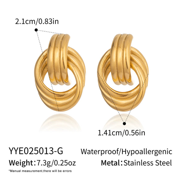 Wholesale Geometric Hoop Earrings For Women Stainless Steel Pvd Furnace Vacuum Real Gold Plated Jewelry