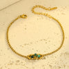 Wholesale Geometric Inlaid Natural Stone Stainless Steel 18K Goldplated Hand Jewelry Women's Bracelet