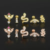 Wholesale Geometric Inlaid Zircon Copper Ear Bone Nail Jewelry