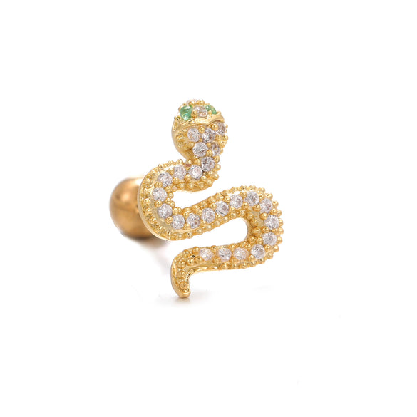 Wholesale Geometric Inlaid Zircon Copper Ear Bone Nail Jewelry