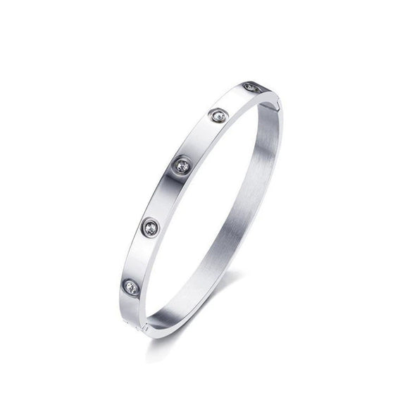 Wholesale Geometric Inlaid Zircon Titanium Steel Buckle Bracelet For Couples