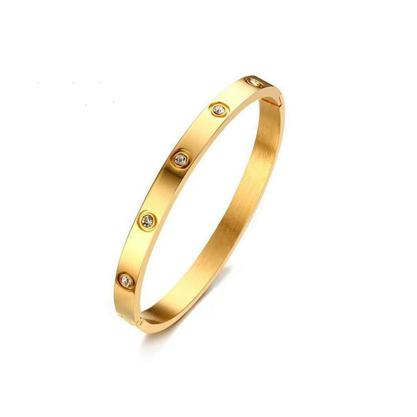 Wholesale Geometric Inlaid Zircon Titanium Steel Buckle Bracelet For Couples