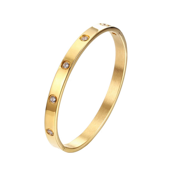 Wholesale Geometric Inlaid Zircon Titanium Steel Buckle Bracelet For Couples