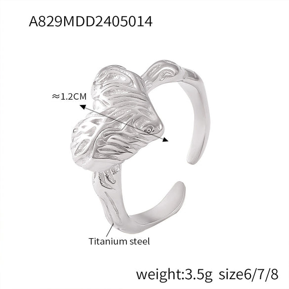 Wholesale Geometric Inlay Zircon Ring For Women Titanium Steel 18K Gold Plated French Retro Design