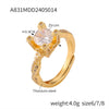 Wholesale Geometric Inlay Zircon Ring For Women Titanium Steel 18K Gold Plated French Retro Design