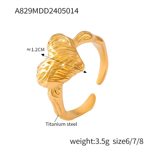 Wholesale Geometric Inlay Zircon Ring For Women Titanium Steel 18K Gold Plated French Retro Design