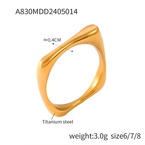 Wholesale Geometric Inlay Zircon Ring For Women Titanium Steel 18K Gold Plated French Retro Design