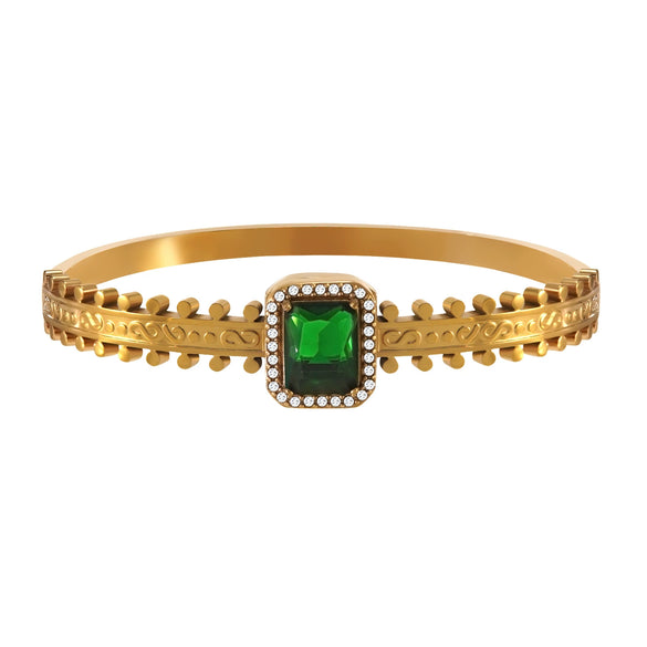 Wholesale Geometric Ins Style Colorful Zircon Stainless Steel Electroplated Bracelet Jewelry