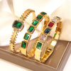 Wholesale Geometric Ins Style Colorful Zircon Stainless Steel Electroplated Bracelet Jewelry