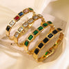 Wholesale Geometric Ins Style Colorful Zircon Stainless Steel Electroplated Bracelet Jewelry