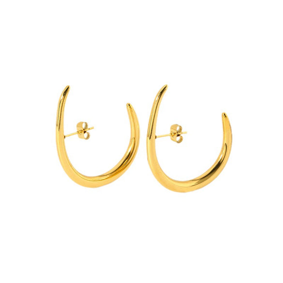 Wholesale Geometric Insushaped Curved Hook Goldplated Stainless Steel Earrings For Women