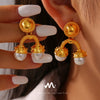 Wholesale Geometric Inverted Ushaped Imitation Pearl And 316L Stainless Steel Earrings With Electroplating For Women In Vintage Court And Light Luxury Style