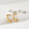 Wholesale Geometric Irregular C Ring Stainless Steel Earrings With Water Ripple Design And Electroplating For Women