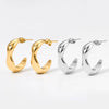 Wholesale Geometric Irregular C Ring Stainless Steel Earrings With Water Ripple Design And Electroplating For Women