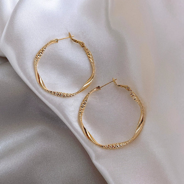 Wholesale Geometric Irregular Circle Twist Flower Earrings Made Of Alloy With Electroplating