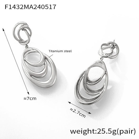Wholesale Geometric Irregular Loop Winding Titanium Steel Goldplated Nonfading Earrings For Women With Electroplating Design