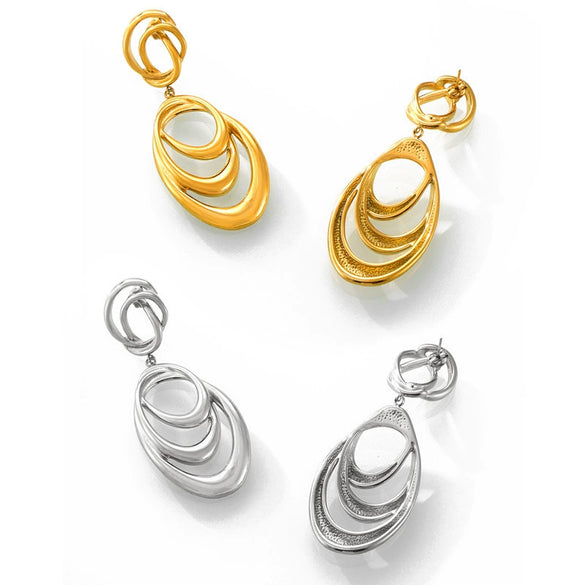 Wholesale Geometric Irregular Loop Winding Titanium Steel Goldplated Nonfading Earrings For Women With Electroplating Design