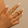 Wholesale Geometric Irregular Opening Stainless Steel Ring With Line Winding 18K Gold Non Fading Electroplated Unisex Niche Style