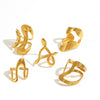 Wholesale Geometric Irregular Opening Stainless Steel Ring With Line Winding 18K Gold Non Fading Electroplated Unisex Niche Style