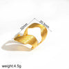 Wholesale Geometric Irregular Opening Stainless Steel Ring With Line Winding 18K Gold Non Fading Electroplated Unisex Niche Style